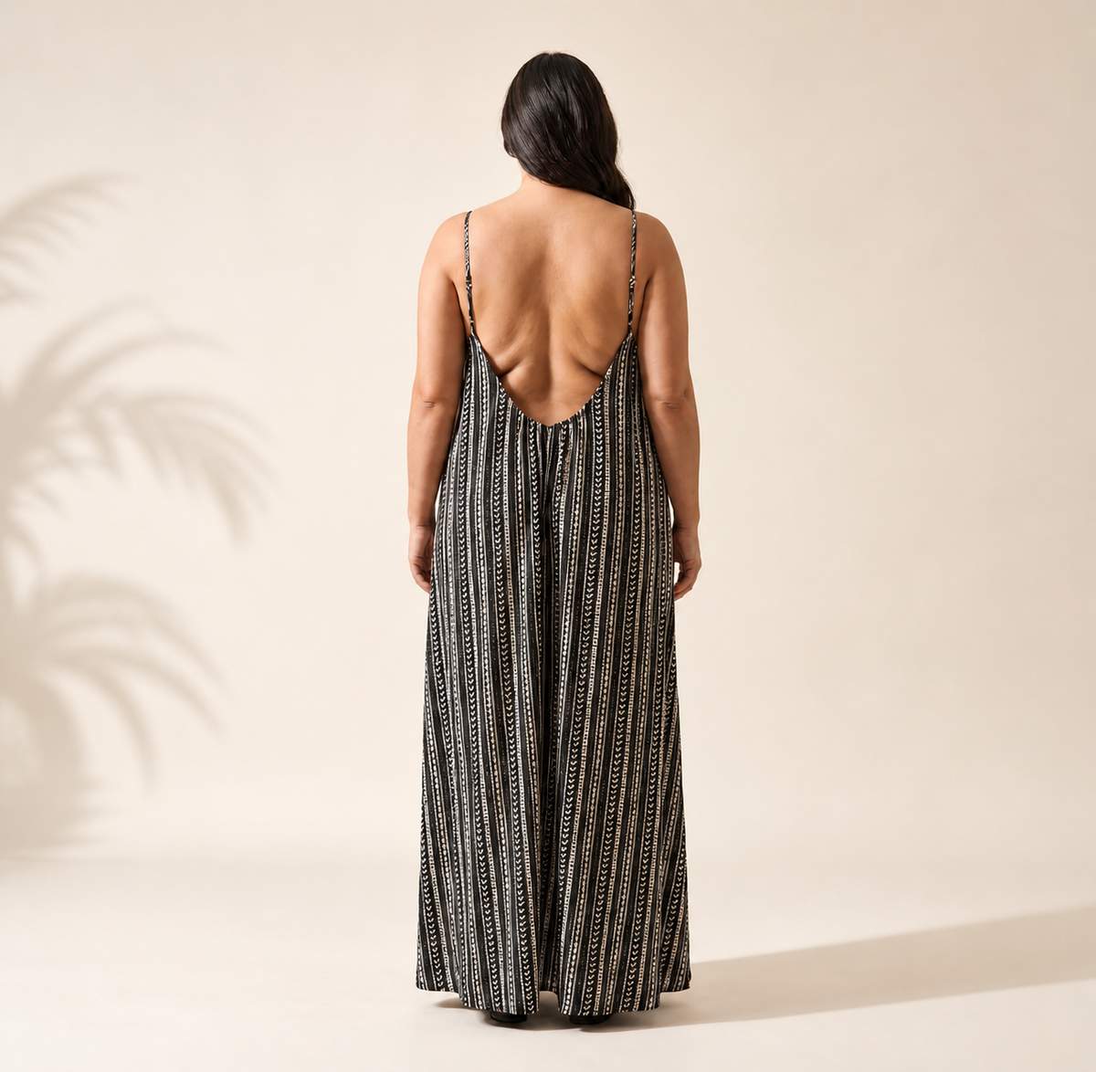 Patterned Low Backless Flow Dress
