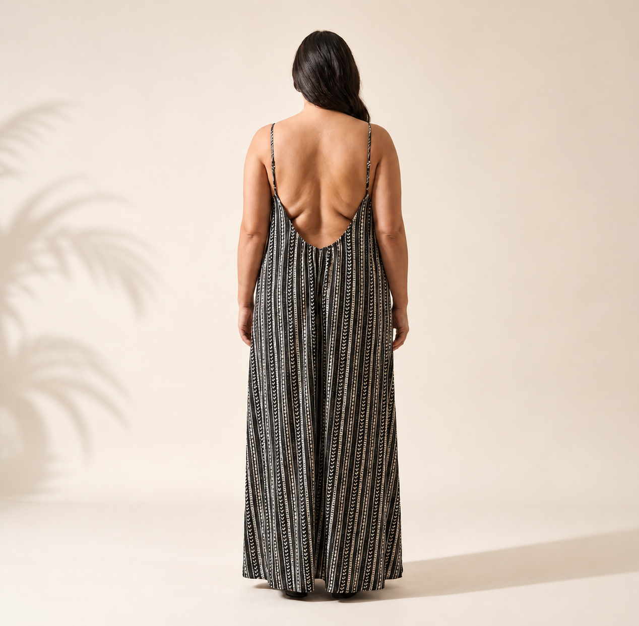 Patterned Low Backless Flow Dress