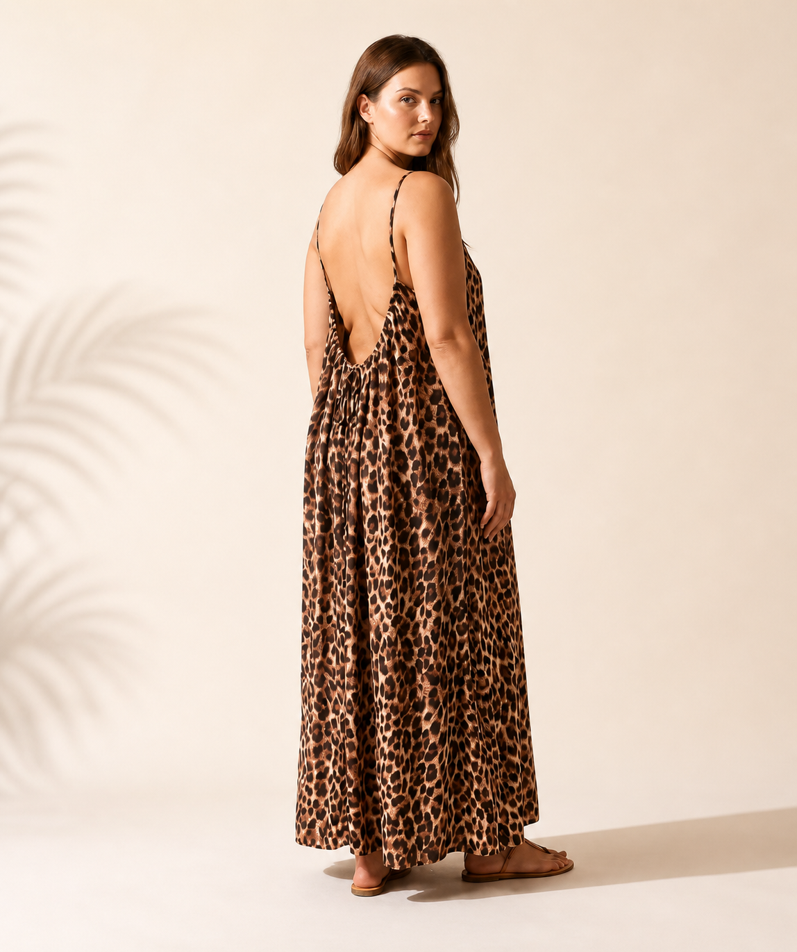 Patterned Low Backless Flow Dress